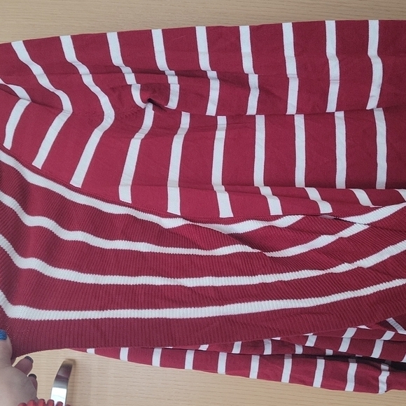 Soft Surroundings-Red Stripe Open Front Knit Cardigan Sweater-Size PP - Picture 6 of 12